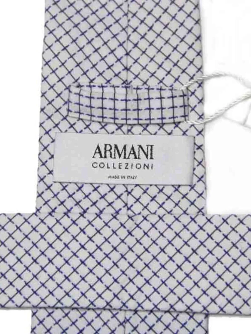 NWT Giorgio Armani Cotton Tie White Blue Men's